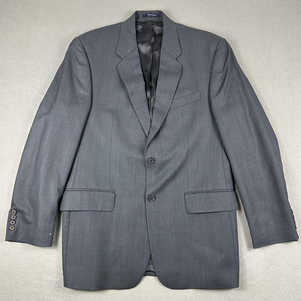 Ralph Ralph Lauren‎ Blazer Mens 41 Long Gray Windowpane Wool Cashmere Two Button